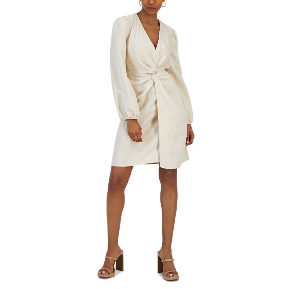 I.N.C. International Concepts Women's Sparkly Linen Twist-Front Dress NWT